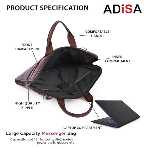 ADISA Laptop Messenger Office Bag Briefcase for Work for Men (LB6054-BRO) 4