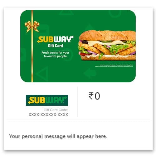 Subway |E-Gift Card | Instant Delivery | Valid for In-store purchases | 6 months Validity
