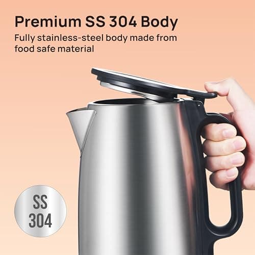 Havells Vesta Electric Kettle | Large 1.7L | 2000 Watts | 360° Cordless Control | Wide Mouth for Easy Use | Triple Safety Protection | Premium SS Body | 1Yr Door Step Warranty by Havells, rust 4