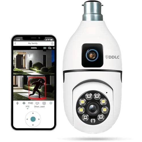 DDLC 4MP/8MP Dual Lens WiFi CCTV Camera for Home | 1080p Full HD | Night Vision | Motion Detection | Two Way Audio | Wireless Home Security Camera with Mobile App V380 Pro (Dual Lens Light Bulb)