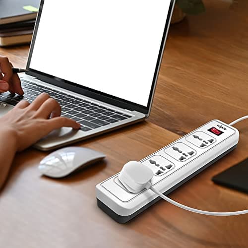 wipro 4+1 Extension Board | 4 Universal Socket with Single Switch | 2 Meter Long Cord | Child Safety | Auto Cutoff | Fire Resistant | Multiplug Socket for Home, Office | Pack of 1 | White, 120 Volts 4