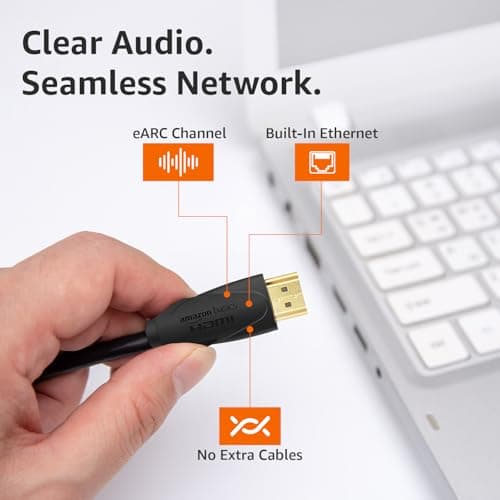 Amazon Basics Pro Series 8K HDMI 2.1 Cable - 10 Feet | 8K 60Hz HDR, 4K 120Hz, High Speed 48Gbps with Ethernet, eARC, 3D, HDCP 2.3 | Compatible with PS5, Xbox, Roku, Apple TV, Switch, PC 4