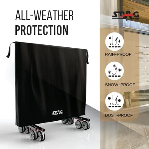 STAG ICONIC Table Tennis All Weather 2-in-1 Table Cover | Waterproof Indoor & Outdoor Protection | Fits Flat & Folding Tables | Heavy-Duty 500D Polyester + PVC | UV Resistant, Dustproof, Durable 3