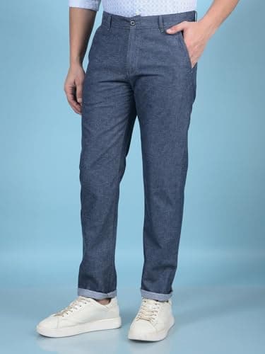 Crimsoune Club Men's Navy Blue Linen Trousers (34) 5