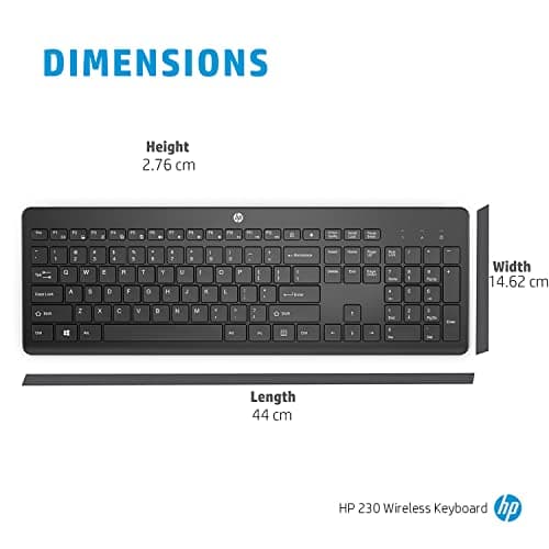 HP 230 Wireless Black Keyboard with 2.4GHz connectivity up to 10m, 12 Function Keys and 16-Month Long Battery Life. 3-Years Warranty.(3L1E7AA) 5