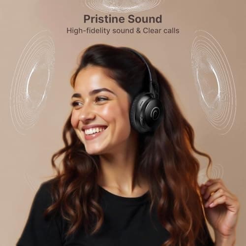 pTron Studio Evo 70hrs Playtime Wireless Over Ear Headphones with HD Mic, Low-Latency Game/Movie/Music Modes, Punchy Bass, BT5.3, Dual Device Pairing, Voice Assistant & Type-C Fast Charging (Black) 3