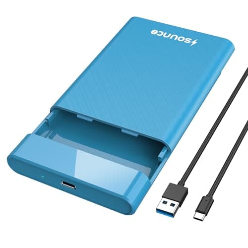 2.5 Inch Hard Drive Enclosure Type-C, Sounce India 6Gbps USB 3.1 to SATA III Tool-Free External Hard Drive Enclosure for 7mm/9.5mm 2.5" SSD Laptop HDD with UASP for Samsung WD, Xbox PC TV - Blue
