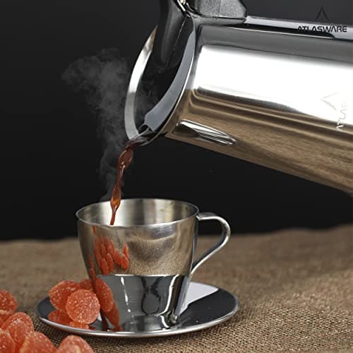 Atlasware Stainless Steel Coffee Maker | Filter Coffee Black Tea Pot Compatible with Induction, Gas Stove | Durable Compact BPA Free Espresso Percolator for Home, Kitchen and Travel (Silver, 4 Cup) 4