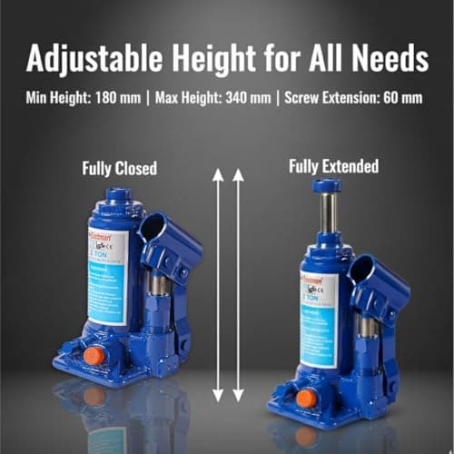 Eastman Hydraulic Bottle Jacks Set Of 1Pcs, 2 Ton, Universal For All Cars, Heavy Duty, Alloy Steel, Blue Colour - E-2258 2