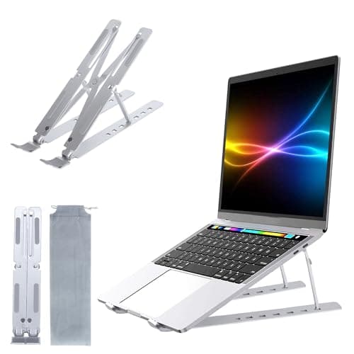 Onscare Adjustable Aluminum Laptop Stand 7 Angle Ergonomic Foldable Portable Riser Holder for Desk, Compatible with MacBook, Dell, HP, Lenovo & All Laptops/Tablets (Silver)