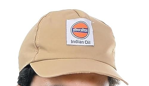 Indian Oil Cap (IOCL) for Men – Nozzle Man Uniform, Adjustable Cotton Petrol Pump Cap, IOCL Logo Baseball Hat for Workwear (Pack of 5) Khaki 3