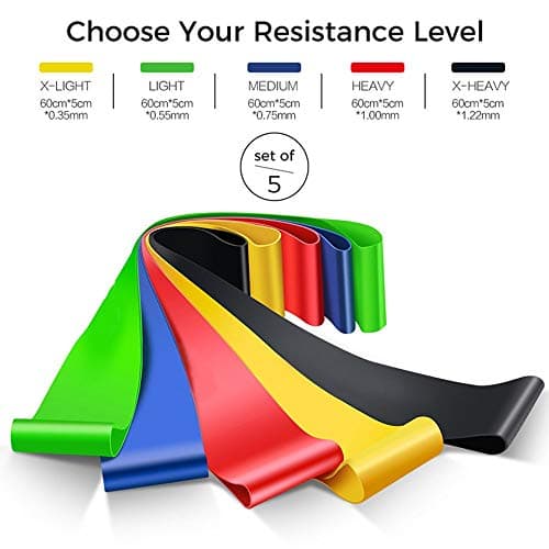 QUXIS Resistance Bands Set for Men and Women, Pack of 5 Different Levels Elastic Band for Home Gym Long Exercise Workout – Great Fitness Equipment for Training, Yoga – Free Carrying Bag 4