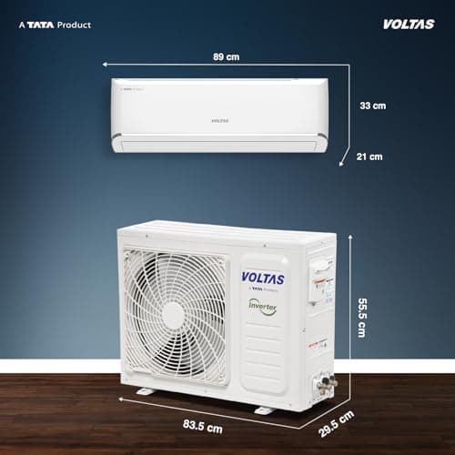 Voltas 1 ton 5 star,New star rated, Inverter Split AC (Copper, Convertible 5-in-1 Cooling Mode,2-Way Air Swing, Anti-dust Filter with Anti Microbial Coating,Auto Clean (125INV VECTRA ZEN SILVER,White) 4