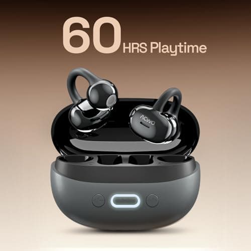 ACwO DwOTS Flow 2 Open-Ear OWS Earbuds with Smart Case Control, Clip-On Design with Ear Hooks, AI-ENC Mic, Up to 60 Hours Playtime, Dual Connectivity, IPX5 Sweat Resistance, Wireless Earbuds (Grey) 4