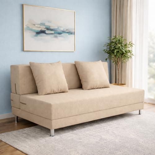 Adorn India Easy Alyn Plus Decent 4 Seater Sofa Cum Bed (6X6) (Beige) (1 Year Warranty)