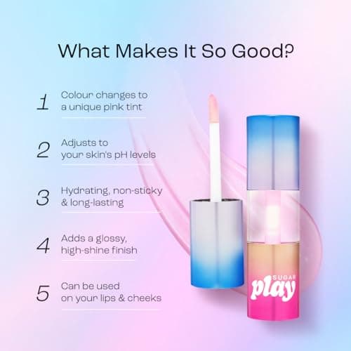 SUGAR Cosmetics Sugar Play Mega Hype Colour Changing Lip Oil | Ph Reactive Colour Changing Lip & Cheek Oil | Non-Sticky, Non-Greasy | 4.4Ml 2