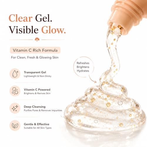 Indian care Glow Charger Facewash with Vitamin C & Niacinamide - Deep Pore Cleansing & Skin Brightening Formula - For All Skin Types - 100ml Pack of 1 4