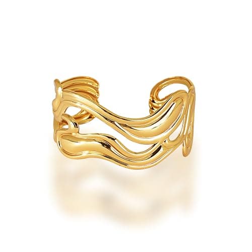 MEENAZ Gold Bangle Set Broad Cuff Bracelet for Women Stylish | Stainless Steel Heart Kada for Girls| Anti Tarnish Jewellery for women | Valentine Gift for girlfriend Wife gifts for woman-355