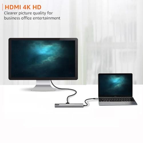 Amazon Basics USB hub 3.0 for Type-c Port,8 in 1 Adapter for pc Accessories with USB-C 4K HDMI SD/TF Ethernet Adaptor HUB for Tablet PC Phone,Compatible with Laptop iPad iPhone MacBook Pro M1 M2 5