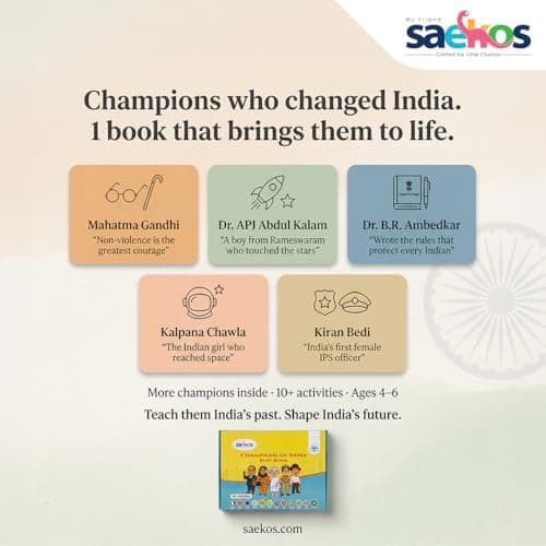 SAEKOS Champions of India Busy Book for Kids Age 3-6 | Montessori Educational Activity Book | STEM Learning Toy | Preschool Quiet Book | Life Skills & Fine Motor Skills Development | Screen-Free Reusa 3