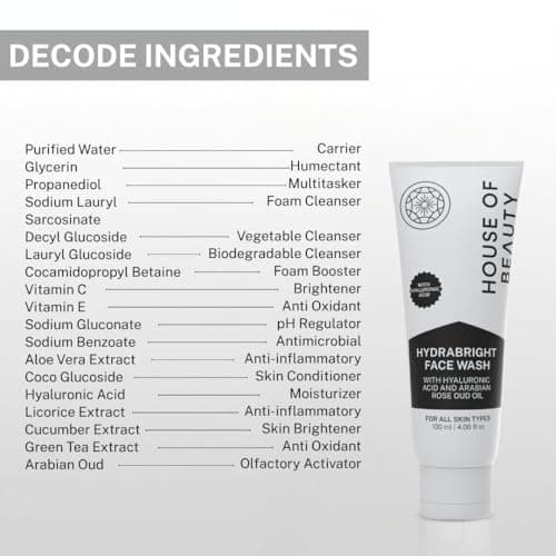 House of Beauty India HydraBright FaceWash - Face Brightening Facial Cleanser (100ml), Hydrating, Nourishing, for All Skin Types 5