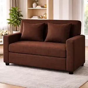 KENDALWOOD Furniture 2 Seater Sofa | Fabric 2 Seater Sofa Set | Sofa for Living Room & Home | Furniture for Office & Hotels | Fabric Color - Brown
