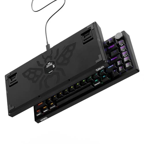 Kreo Hive 75 Mechanical Gaming Keyboard with Per-Key RGB Backlight, Hot-Swappable Switches, Anti-Ghosting Keys and Detachable USB-C Cable (Brown Switch, All Black)