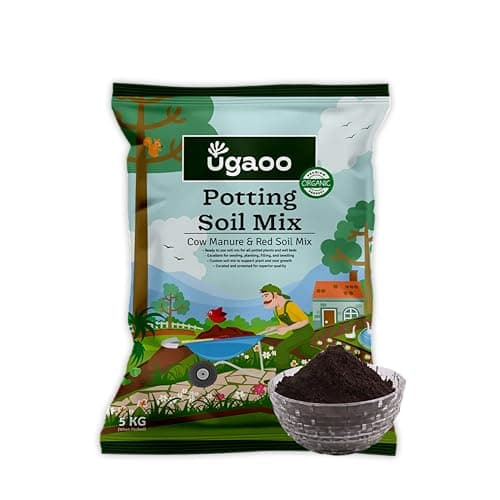 Ugaoo Organic Potting Soil Mix for Plants – 5 Kg | Ready to Use Garden Soil for Cactus & Succulents, Indoor, Outdoor & Flowering Plants | Red Soil with Cow Manure | Home Garden Potting Mixture