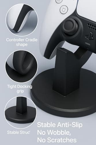 PST 3D Printed Dual Controller & Headphone Stand | Compatible with PS5 Controllers | Gaming Headset Holder + Gamepad Display | All-in-One Desk Organiser | Made in India 3