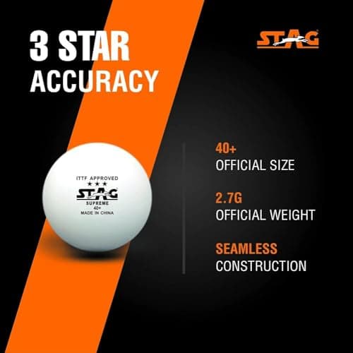 STAG ICONIC Stag 3 Star Supreme Table Tennis Plastic Ball Pack Of 3 (White) 3
