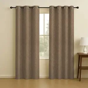 LINENWALAS 100% True Blackout Curtains 7 Feet Long - 2 Panel, Fern Design Complete Light Block Thermal Insulated & Noise Reducing Room Darkening (Brown Fern)