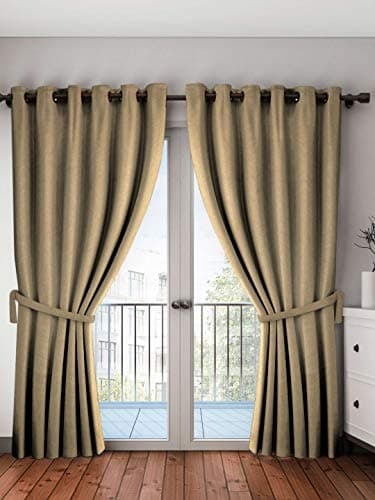 Home Sizzler 1 Piece 100% Blackout Eyelet Polyester Long Door Curtain, 9ft, Beige