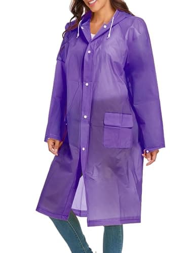 Clear Raincoat Waterproof Rain Poncho Reusable Unisex for Women Hooded Long Rain Cape Puprle X-Large 4