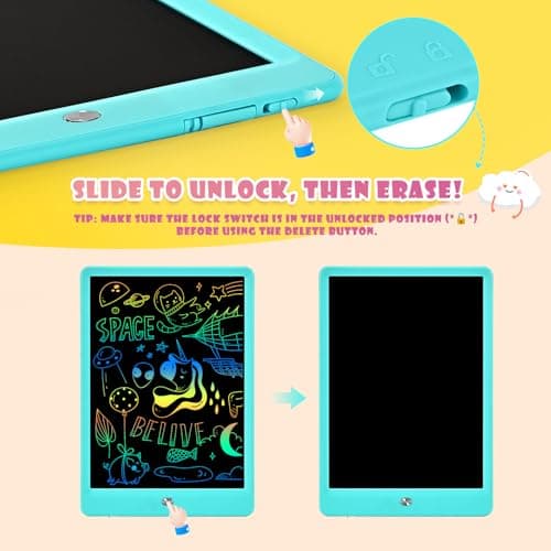 EooCoo Drawing Board, 10 Inch LCD Writing Tablet, Electronic Drawing Tablet, 2 Year Old Boy Birthday Gift, Kids Toys, Drawing Pad Toys for Girls, Educational Toys for Ages 3-6, Travel Games 3