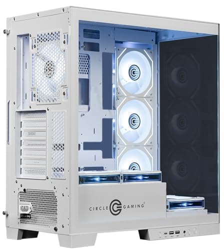 Circle Defender ZX7 Mid-Tower Gaming Cabinet - White | Supports ATX, M-ATX, ITX | Reverse Connector Motherboard Compatible | 3X Front, 3X Bottom, 1X Rear 120MM ARGB Fans with Infinity Mirror 5