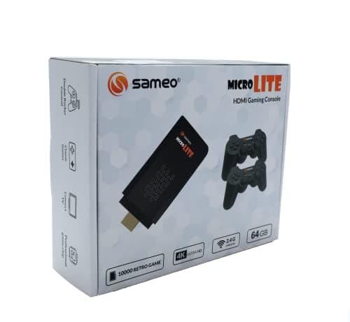 Sameo Micro Lite HDMI Gaming Console ,Game Stick, Video Games, Console Built -in 10000 Retro Games Dual Player- 4K Ultra HD Wireless TV Game Stick,Video Game for Kids (Black) 4