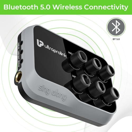 UltraProlink Sing Along Portable Bluetooth Karaoke Mixer | with Recording | with Karaoke Microphone & Bluetooth Receiver Amplifier with Echo for Mobile Phones | Sing Along | UM1002 3