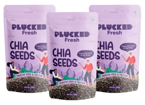 Plucked Fresh Chia Seeds 250g X 3| Raw Seeds for Eating | High Fiber, Protein & Omega-3 Rich Superfood | Healthy Vegan Seeds for Weight Management, Heart Health & Daily Nutrition (750g)