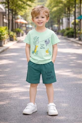 Shree Shyam Kids clothes for boys cotton tshirt shorts set – soft printed half sleeve round neck outfit, breathable summer dress for baby boy, kids summer wear, daily comfort (18-24 month) 3