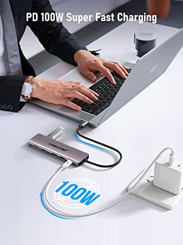Lemorele USB C Docking Station Charging Hub with 4xUSB, 3.0Data, 100W PD, SD/TF Slot for Windows Devices 5