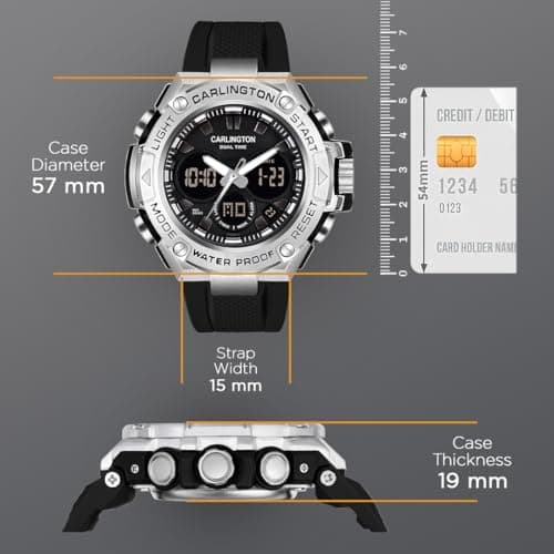 Carlington Resin Analog-Digital Sports Watch Chronograph,Dual Time,Alarm,Stopwatch,Water-Resistant,Shock-Resistant,Back Light Display- The Perfect Watch for Men&Boys-CT9107 Series One (Black) 5