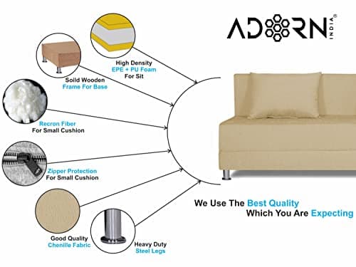 Adorn India Easy Alyn Plus Decent 4 Seater Sofa Cum Bed (6X6) (Beige) (1 Year Warranty) 4