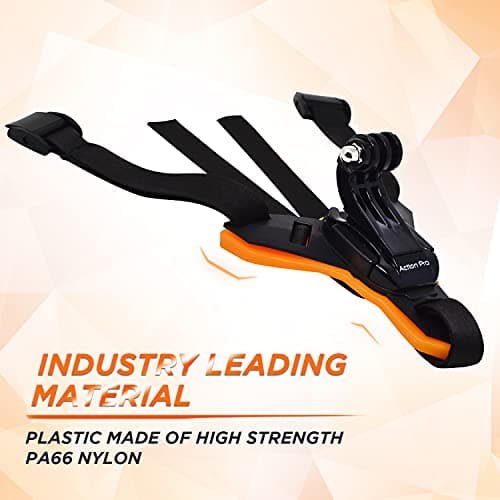 Action Pro Helmet Chin Mount Strap with J Hook Compatible with All Smartphones and Hero 13 12 11 10 9 8 7 5 4 | SJCAM | DJI Osmo | Insta360 X4 X3 X2 & Other Action Cameras [Made in India] (Orange) 3