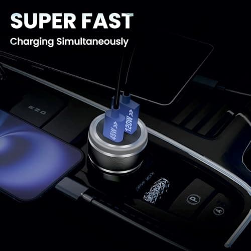EDDIKTION RAPIDX 165W Super Fast Car Charger | Dual Port USB A 120W and USB C 45W PD Fast Charging Adapter | Universal 12V-24V Fast Car Charger for All Type of Mobile, Smartphone,Watch (Black) 2