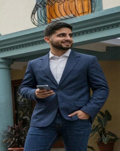 MAYKR Men's Navy Blue Blazer, Slim Fit Single-Breasted Suit Jacket, Formal Business Wear 2 3