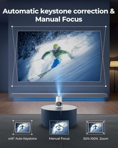 CLOKOWE Mini Projector with WiFi and Bluetooth - Built-in Apps, Smart Portable Projector with 180° Rotation, Auto Keystone, Support 1080P, Compatible with HDMI/USB/TV Stick/Smartphone/Laptop 4