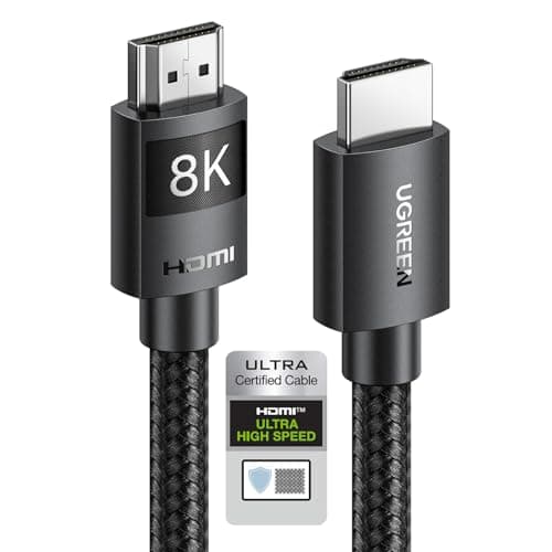 UGREEN 8K@60Hz Certified HDMI Cable 2.1 1M Ultra Speed 10K 60Hz 4K 240Hz Braided Cord Support 48Gbps Dynamic HDR Earc Dolby Atmos HDCP Compatible With PS5 PS4 Xbox Roku TV HDTV Blu-Ray Projector,Black