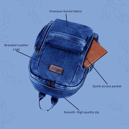 ZAINTO Denim Backpacks for men and women Stylish Outdoor Travel Commute Daypack Large Capacity Schoolbag College Students Junior High School Students Bookbag 3