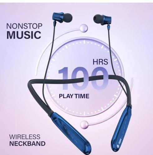 GSM INDIA Wireless Sports Neckband, 45 Hrs. Non-Stop Playback, Bluetooth 5.0 with Mic, Deep Bass, Clear Calls, Snug-Fit, Fast Charging, Magnetic Buds, Voice Assistant 4