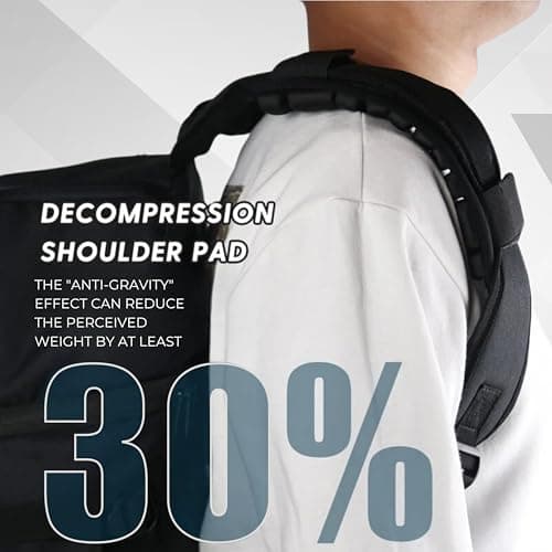 LITEWEIGH AIRBAG Shoulder Strap Pad | Ergonomic, Air Suspension Technology | Reduce Shoulder Strain by 30% | Adjustable Anti-Skid Design | Perfect for Backpacks, Cameras & More |25cm| Pack Of 1(Black) 3